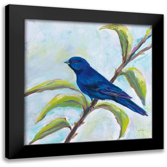 Vertentes, Jeanette 12x12 Black Modern Framed Museum Art Print Titled - Indigo Bunting