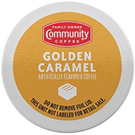 Community Coffee Golden Caramel Flavored Medium Roast Single Serve 12 Ct Box, Compatible With Keurig 2.0 K Cup Brewers, Medium Full Body Rich Creamy Taste, 100% Arabica Coffee Beans