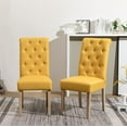 thumbnail image 2 of High Back Tufted Parsons Dining Chair with Solid Rubber Wood Legs, Set of 2, Yellow, 2 of 9