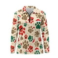 thumbnail image 4 of Yuyamidu Xmas Dog Paw Women's Long Sleeve Athletic Shirts Christmas Zip Up Golf Tennis Hiking Shirt Soft Sweatshirt Workout Tops Sportswear Size S, 4 of 8