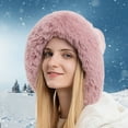 thumbnail image 2 of GHSOHS Hats Beanie Cowboy Hat Silk Bonnet Trucker Hat Women's Pullover Hat with Three Balls Outdoor Thickening Plus Velvet Cold and Warm Pure Color Knitted Hat Bucket Hats Pink Bucket Hats, 2 of 2