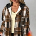 thumbnail image 4 of Women's Plaid Hoodie Button up Long Sleeve Thick Hooded Sweatshirt with Pocket Casual Jacket Coat, 4 of 7