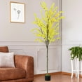 thumbnail image 6 of 6FT Artificial Winter Jasmine Tree, Fake Silk Flower Tree with Cement Nursery Pot, Realistic Yellow Flower Faux Plant for Home & Office Indoor Decor, 6 of 8