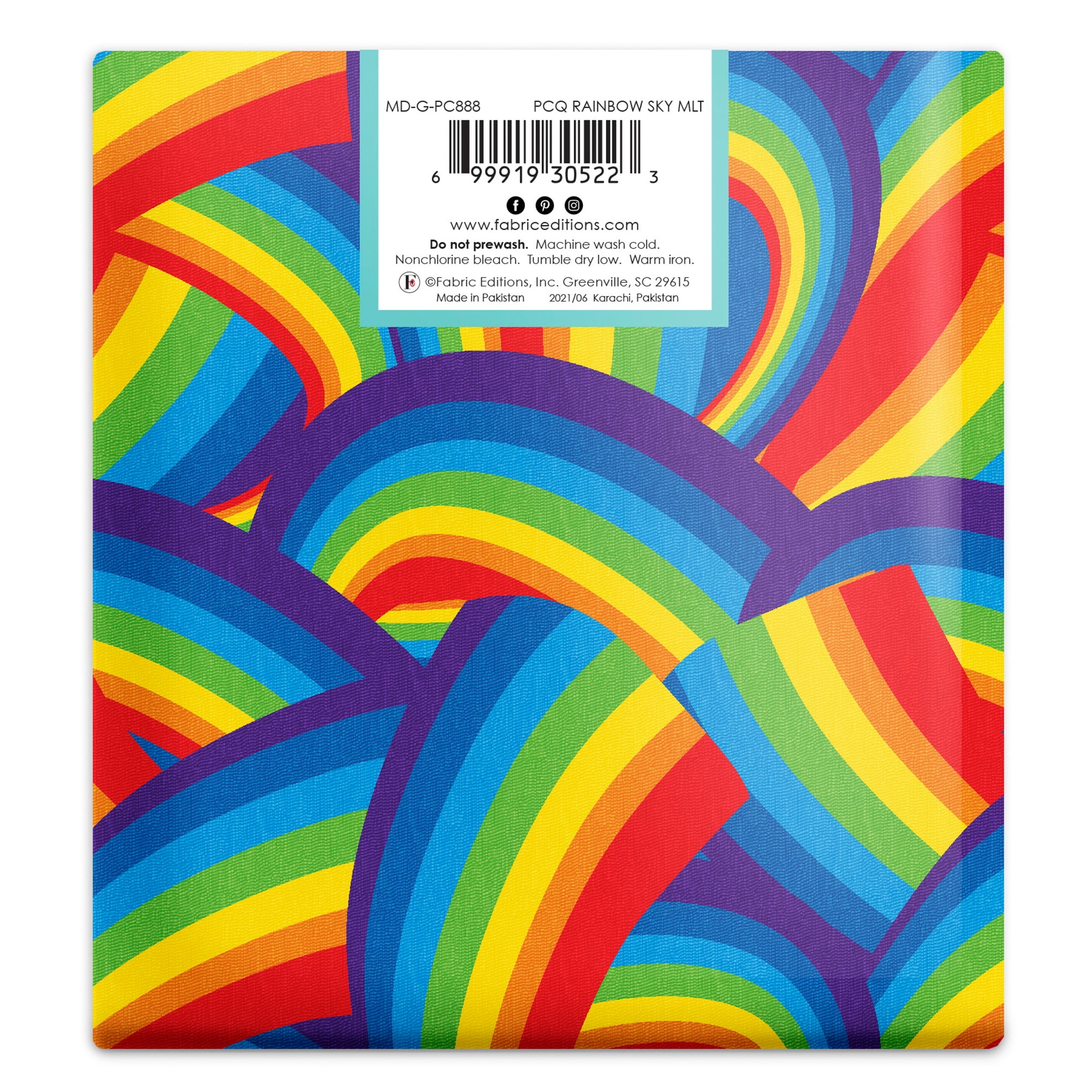 Fabric Editions Create It 18"x21" Cotton Rainbow Sky Precut Sewing & Craft Fabric, Multicolor 10 Pieces