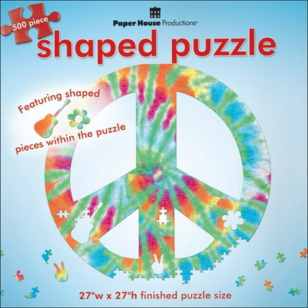Paper House 482290 Jigsaw Shaped Puzzle 500 Pieces 27 inch x 27 inch -Peace Sign - Tie Dye