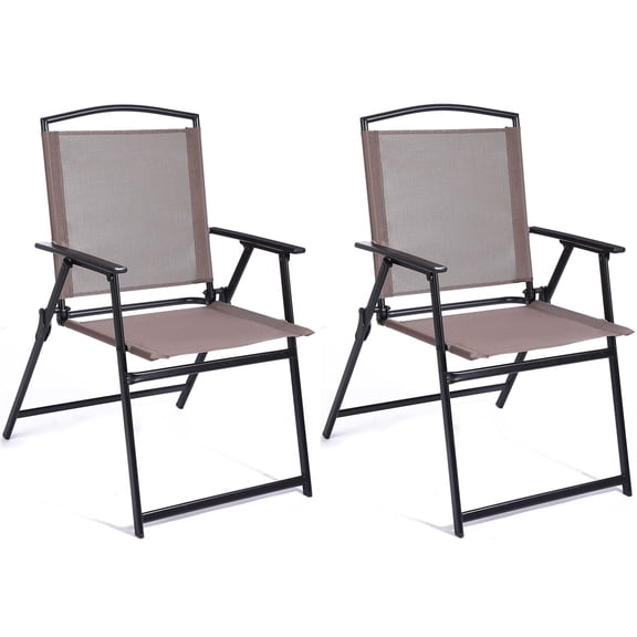 Outdoor Folding Patio Chairs Set of 2-Textilene Fabric Anti-Rust Metal Frame,for Garden, Pool, Backyard, Lawn, Camping