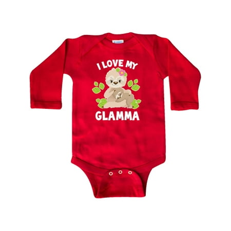 

Inktastic Cute Sloth I Love My Glamma with Green Leaves Gift Baby Boy or Baby Girl Long Sleeve Bodysuit