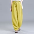 thumbnail image 2 of Summer Pants for Women Pocket Elastic Breathable Trousers Loose Waist Pant Womens Pants Indoor Soccer Trousers for Women Work Toga Womens Boot Leg Pantsuits Work Casual Outfit Olive plus Yellow 3XL, 2 of 5