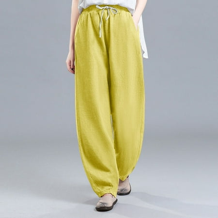 SNKSDGM Women s Plus Womens Dress Pants Plus Size Wide Leg Panties for Women Seamless Pocket Elastic Breathable Trousers Loose Waist Pant Womens Pants