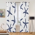thumbnail image 2 of Navy Blue Starfish Coastal Kitchen Curtains 84 Inch Length, Nautical Summer Beach Ocean Grommet Top Bedroom Living Room Curtains, Light Filtering Cafe Curtain Drapes 2 Panels Set 84''x84'', 2 of 9