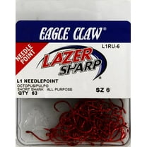 Lazer Sharp L1RUH-6 Octopus Short Shank Hook, Red