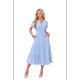thumbnail image 1 of Vestido de Larga con Cuello en V, Plisado y Mangas Abullonadas, Azul , Talla S, 1 of 4