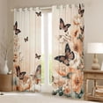 thumbnail image 2 of Homewish Retro Bohemain Butterfly Black Out Curtains,Rustic Flower Floral Curtains Pack of 2 (42x63 Each),Orange Brown Bedroom Curtains For Kids,Luxury Bedroom Decor, 2 of 6