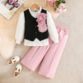 thumbnail image 2 of RTKFRFLM Christmas Girls Outfits Sets Winter Elegant 2 Piece Outfit Long Sleeve Top With Black Vest Floral Loose Fit Pants Casual Wear And Casual Wear Clothing Sets,Size 6-7 Years, 2 of 7