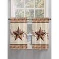 thumbnail image 5 of Farmhouse Texas Star Brown Bathroom Window Curtain, Berry Vintage Wooden Light Filtering Coffee Kitchen Curtains, Bedroom Living Room Curtains 2 Panel 84"x54", 5 of 6