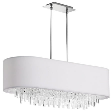 Dainolite 8 Light Oval Crystal Chandelier White Shade Polished Dainolite 8 Light Oval Crystal Chandelier White Shade Polished Chrome