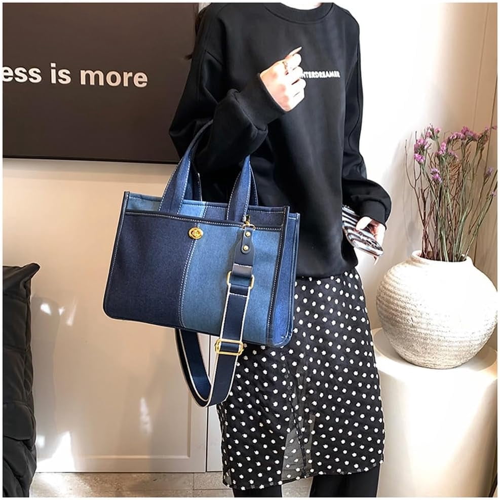 Denim Tote Bag Women Large Shoulder Bag Vintage Satchels Bag Cute Hobo Bags Casual Work Travel College Tote Handbag 2024