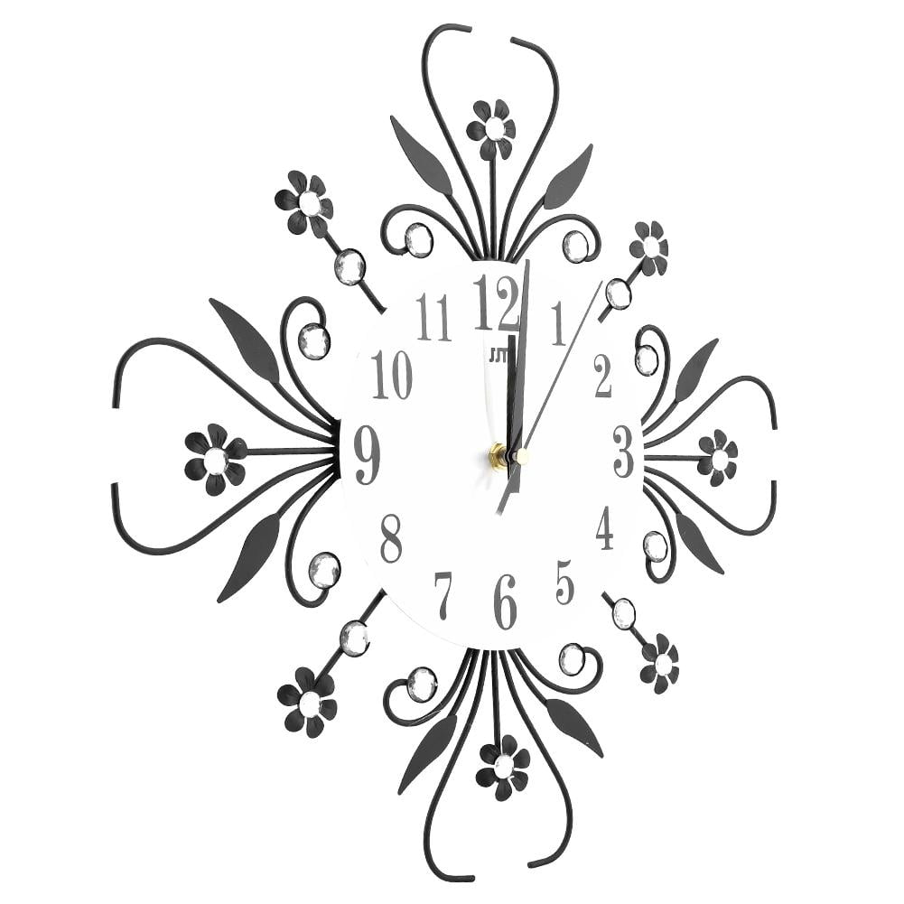 Tebru Clock, Creative Iron European Style FlowerShaped Wallmounted