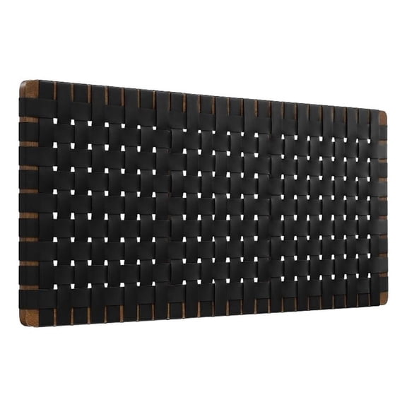 Pemberly Row Weave Vegan Leather Full Headboard in Walnut Black