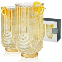Viski Gatsby Highball Glasses for Cocktails, Lemonade, Tea, 15 oz Set of 2