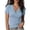 Blue, variant on Women's Summer Cross Over V Neck Pleated Elegant Solid Color Fitted Short-Sleeve T-Shirt Casual Top Beige L