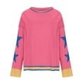 thumbnail image 4 of Penkiiy Women Chandail en Molleton Surdimensionné en Coton à Manches Longues Col Rond Étoiles T-Shirts Automne 2024 chandail m Rose, 4 of 6