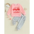 thumbnail image 2 of FEORJGP Toddler Baby Girl Valentine’s Day Outfits Infant Long Sleeve Sweatshirt Crew Neck Pullover Jumpers Letter Print Tops + Elastic Sweatpants Drn Loose Casual Clothes for Spring Summer, 2 of 9