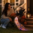 thumbnail image 3 of LOWLHOME Solar Flying Witch Garden Stake Light, Halloween Witch on Broom with Fiber Optic Glowing Trail and Pumpkin Decor, Waterproof Outdoor Yard Light for Lawn Path and Garden, 3 of 7