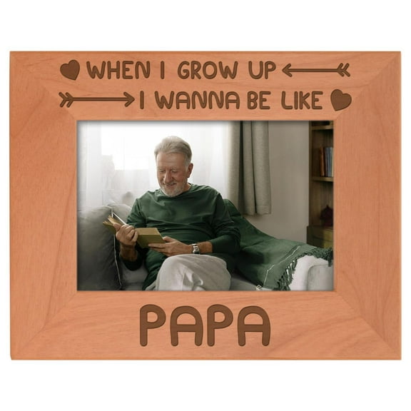 Personalized Gifts Grandson Granddaughter Gift Be Like Papa Natural Wood Engraved 4x6 Landscape Picture Frame Wood