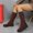 Brown, variant on Knit Mesh Stretch Sock Boots for Women Casual Versatile Pull On Breathable Comfortable Flat Slim Fit High Knee Booties Trendy Fall Winter Boot Brown 42