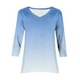 thumbnail image 6 of fheaev Blouse Top for Women 2025 Fall 3/4 Sleeve V-Neck Pullover Top Soft Loose Fit Tops Solid Color Tunics Top Basic Tees Business Casual Fashion Trendy Outfits, 6 of 6