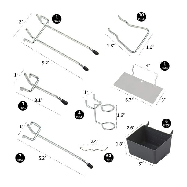 dodocool 140Pcs Metal Pegboard Hooks Organizer Assortment Kit Peg Locks  Hanging Applications 