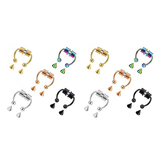 Qarigey 5 pares de anillos de nariz falsos sin perforación de acero inoxidable Rock Lodestone moda estilo Punk tendencia cuerpo joyería aro mujeres 5 pares 2piezas Qarigey CBP272870