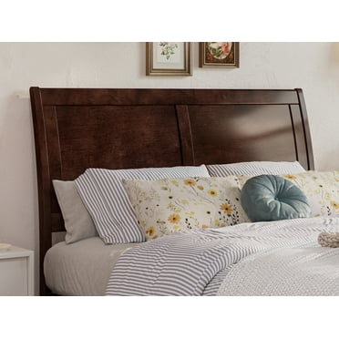 AFI Portland Full Sleigh Solid Wood Panel Headboard with Attachable Charger, Walnut