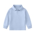 thumbnail image 4 of Huankd Girls Polo Shirts Long Sleeve School Uniform Classic Collared Top Sky Blue 3-4Y, 4 of 4