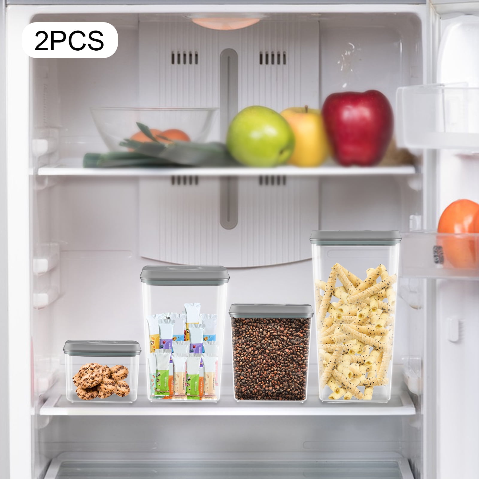 Wildnix 8-Piece Pop Airtight Food Storage Containers with Lids, Sealing Ring for Freshness, Clear and Transparent, Ideal for Kitchen Organization