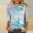 thumbnail image 2 of HKEJIAOI Chemises à Manches 3/4 pour Femmes Imprimé Floral Mi-Long Hauts d'Été TG, 2 of 5