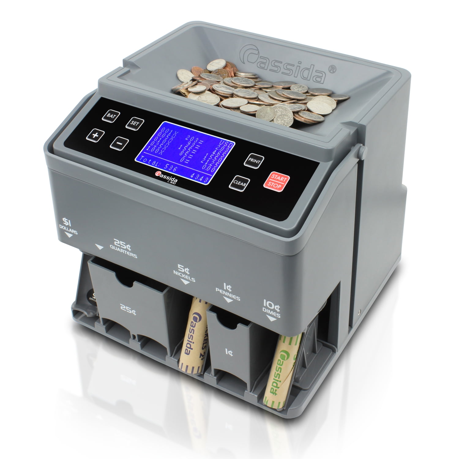 Buy Cassida C300 Professional USD Coin Counter, Sorter and Wrapper/Roller, Portable Coin Sorting