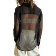 thumbnail image 4 of Womens Sheer Button Up Shirt Long Sleeve LapelNeck Mesh Top Vintage See Through Blouse Streetwear, 4 of 5