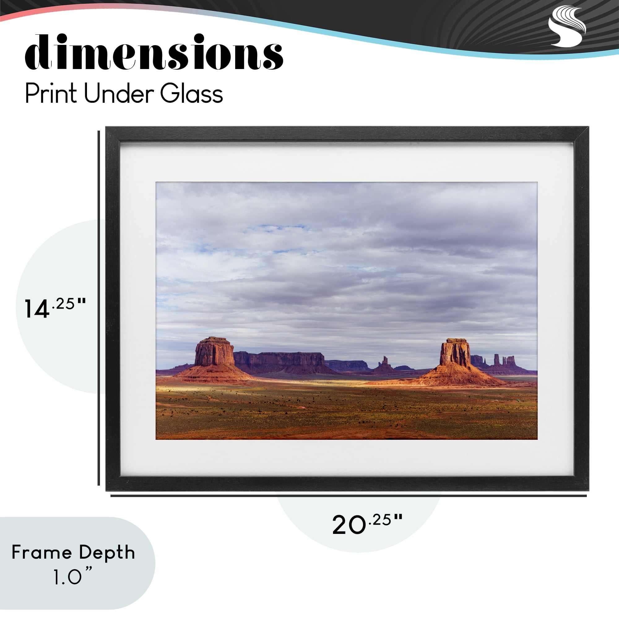 Stupell Industries Monumental Desert Buttes & Mesas Black Framed Print Under Glass, design by Shelley Carlisle