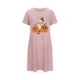 thumbnail image 3 of Fartey Plus Size Graphic Nightgowns for Women Soft Comfy Short Sleeve Crew Neck Pajamas Cute Halloween Print Sleepwear Loose Casual Short Nightdress Pink 5XL, 3 of 5