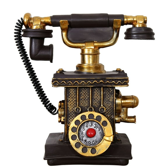 Clispeed Retro Style Black Resin Phone Model Decor for Home and Cafe Display