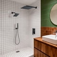 thumbnail image 3 of Shower System, Shower Faucet Set with 12-Inch Rain Showerhead and 2 in 1 Handheld Spray, Wall Mounted High-Pressure Showerhead Combo Set Included Valve and Trim, Matte Black, 3 of 6