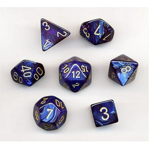 Scarab Royal Blue/Gold 7 Die Set Polyhedral