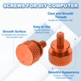 thumbnail image 4 of 6 Pcs M4*0.7 Knurled Thumb Screw Computer Case Threaded Hand Tighten Screws for PC Case, Orange, 4 of 7