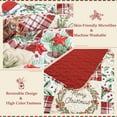 thumbnail image 4 of Exclusivo Mezcla Christmas Quilt King Size, Rust Red Patchwork Bedspreads Reversible Coverlets Bedding Set with Printed Reindeer Wreaths Pattern (1 Quilt, 2 Pillow Shams), 4 of 6