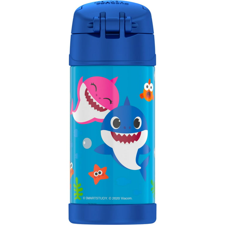Thermos Funtainer 12 Ounce Stainless Steel Vacuum Insulated Kids Straw  Bottle, Baby Shark 
