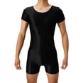 thumbnail image 2 of sunsanly Men Romper Smooth Glossy Surface Highly Elastic Skinny Short Sleeves Solid Color O Neck Tight Fit Fitness Nightclub Playsuit Slim Fit Top, 2 of 8