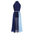 thumbnail image 2 of Xnihocha Kids Girls Lyrical Ballet Leotard Dresses Chiffon Flowy Maxi Tutu Skirt Ballerina Dance Dress Navy Blue 16, 2 of 7