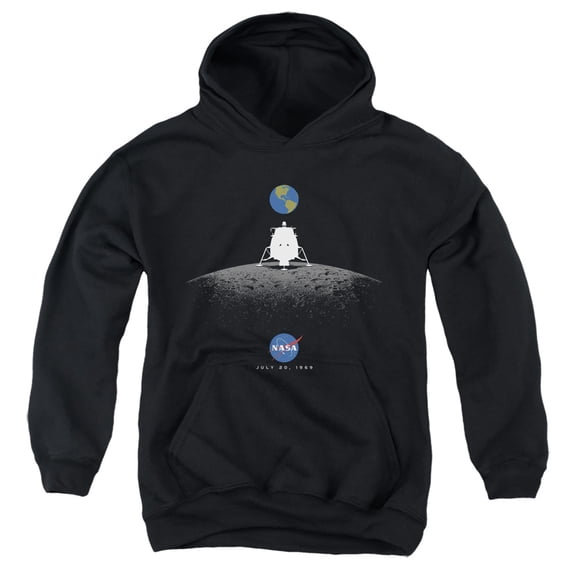 Nasa Moon Landing Simple Youth Pullover Hoodie Sweatshirt Black